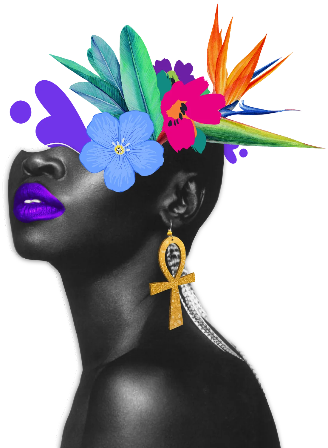 WNHS portrait artwork celebrating natural hair and botanical color